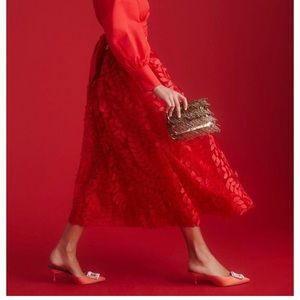 Anthropologie x Sunday in Brooklyn Dimensional Petal Skirt Red NWT